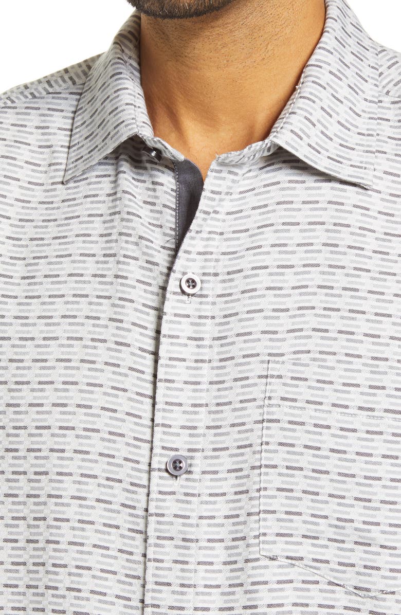 Tommy Bahama Geovanni Geo Classic Fit Silk Camp Shirt, Alternate, color, Bala Shark