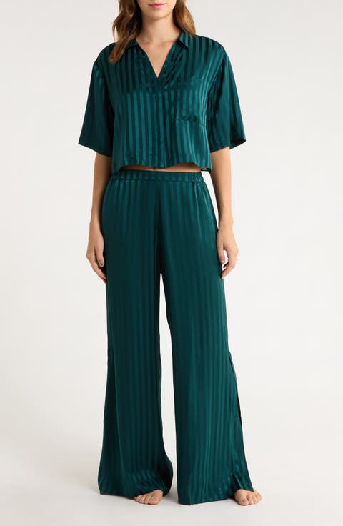 Stripe Jacquard Washable Silk Pajamas