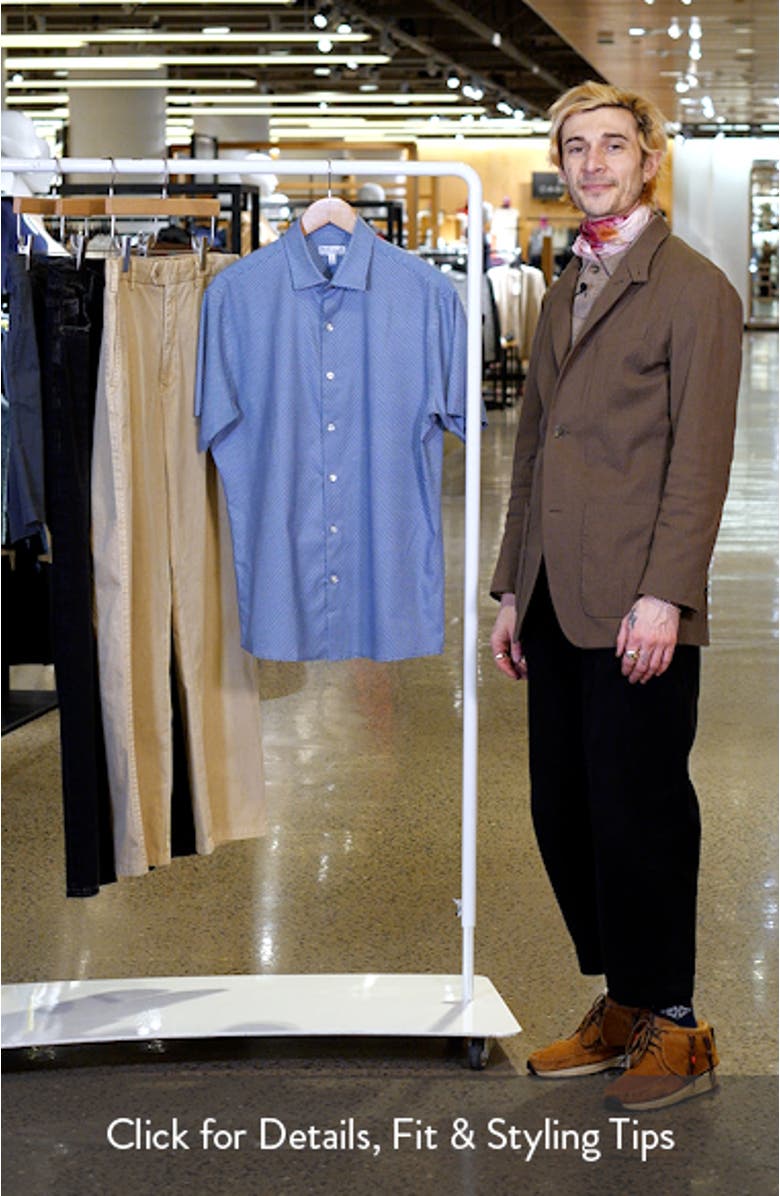 Graham Microprint Short Sleeve Performance Button-Up Shirt, sales video thumbnail