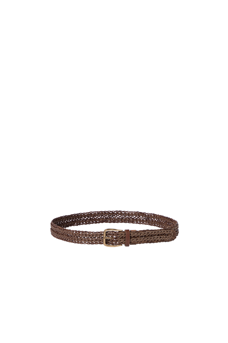 Braided calfskin belt, Alternate, color, Tobacco