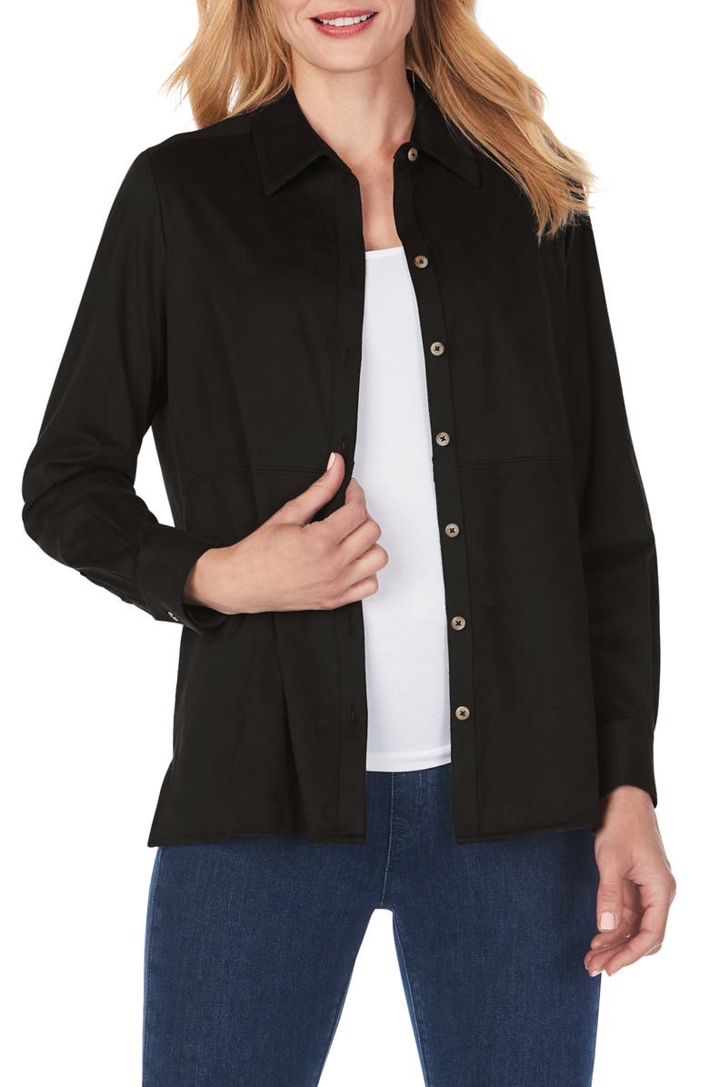 Foxcroft Journey Faux Suede Shirt Jacket, Main, color, 