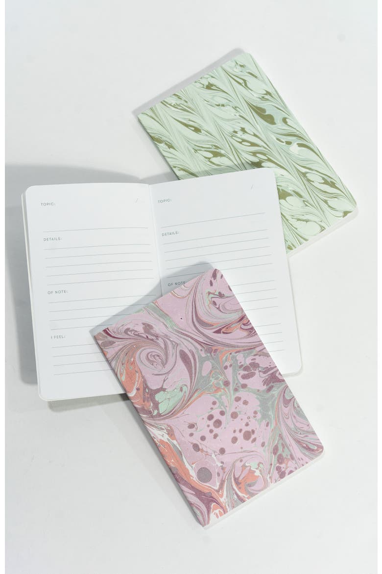 Set of Three Pocket Journals - Decorative Marble, Alternate, color, Green