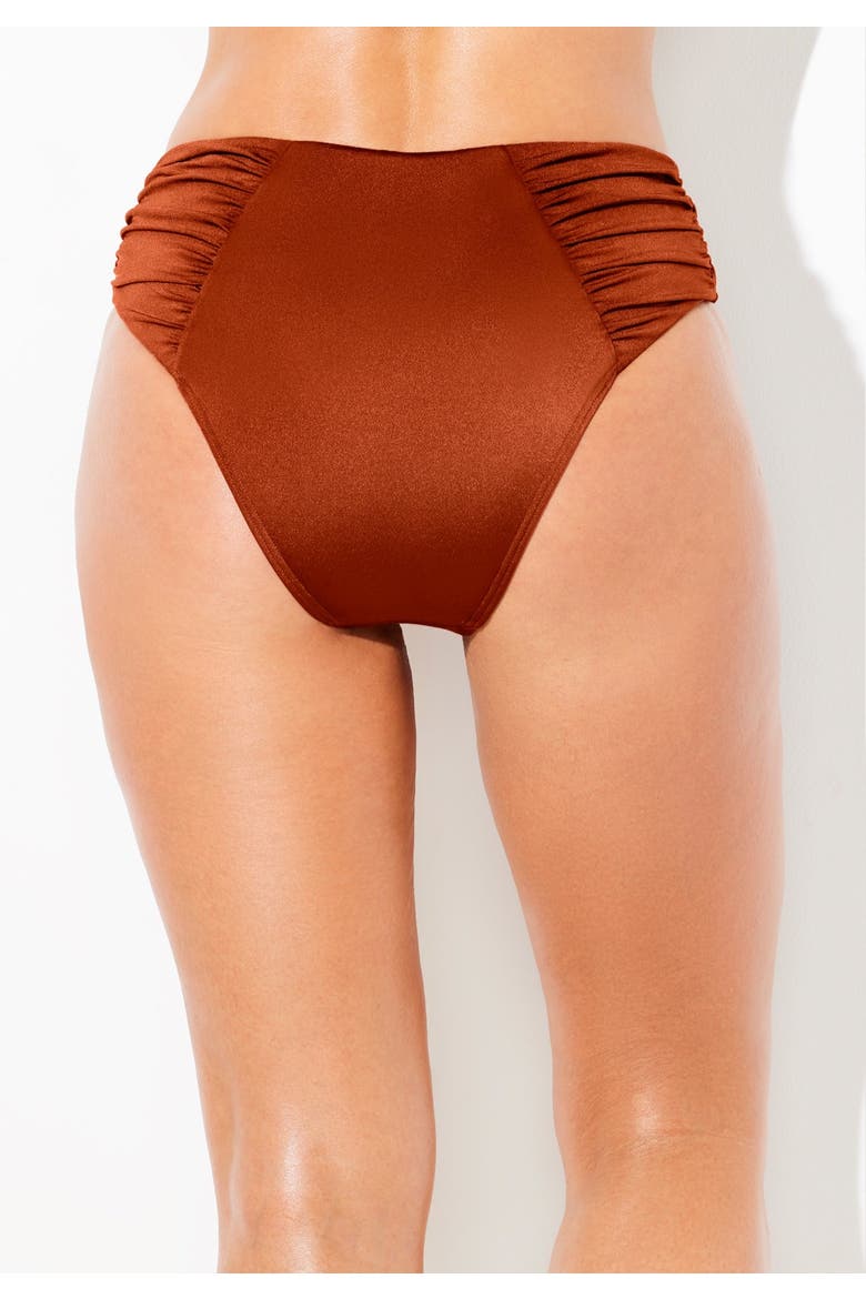 Shimmer Side Ruched Swim Brief, Alternate, color, Cinnamon Shimmer