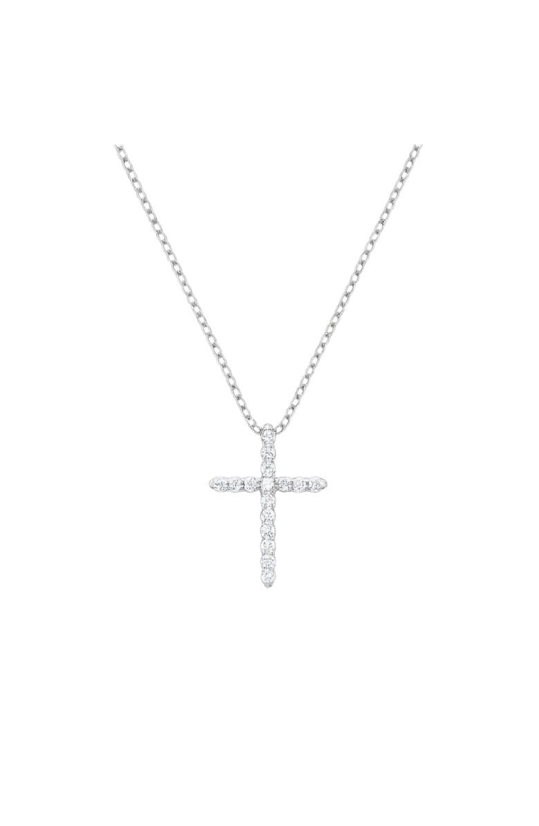 Hollywood Sensation White Gold Cubic Zirconia Cross Necklaces, Alternate, color, Silver