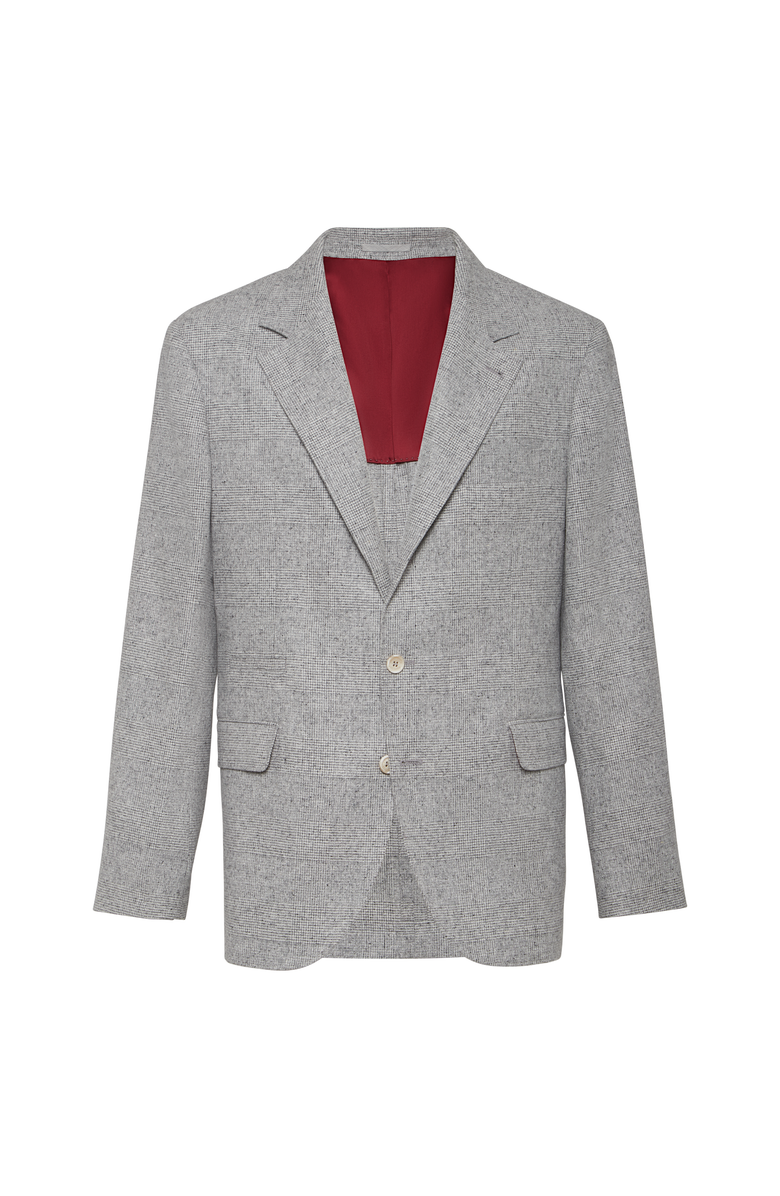 Brunello Cucinelli Prince of Wales flannel blazer, Main, color, Light Grey