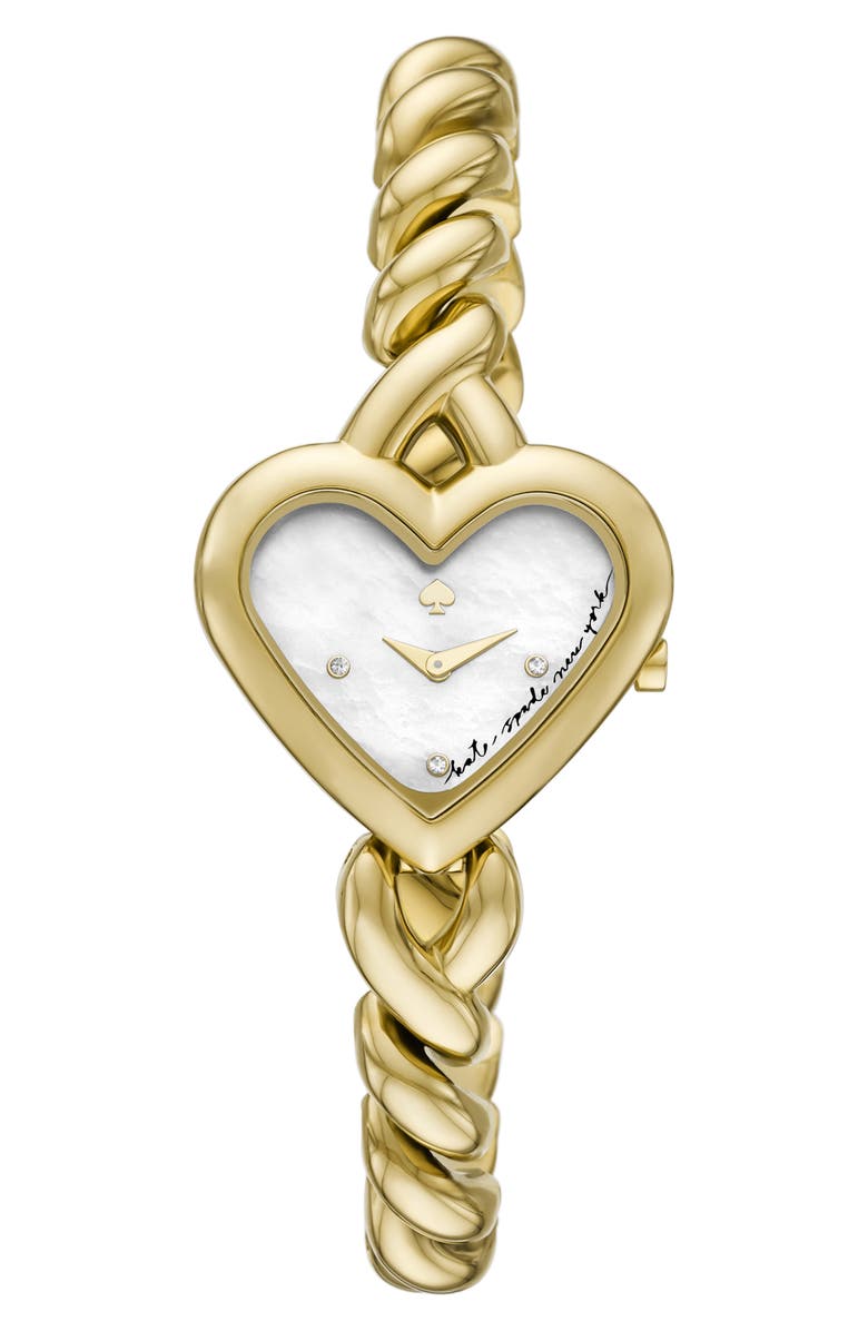 Kate Spade New York monroe heart bracelet watch, 30mm x 27mm, Main, color, Gold