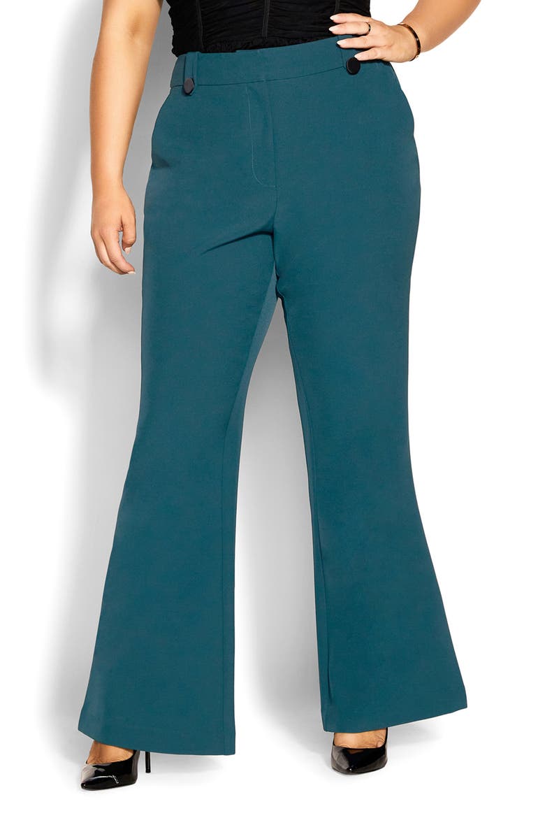 Vienna High Waist Flare Pants, Main, color, JADE