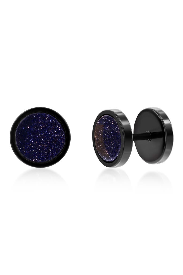Men's Semiprecious Stone Stud Earrings, Main, color, DARK LAPIS