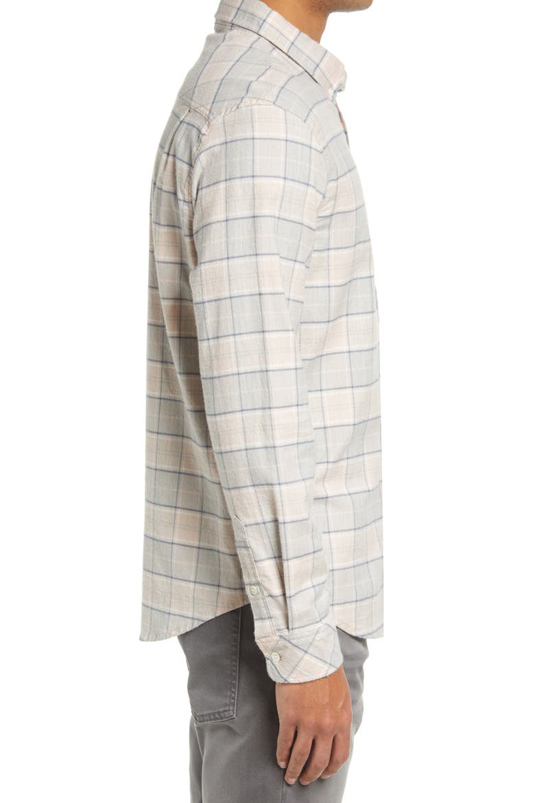 Reid Plaid Stretch Cotton Button-Down Shirt, Alternate, color, ROSE WINDOWPANE MELANGE