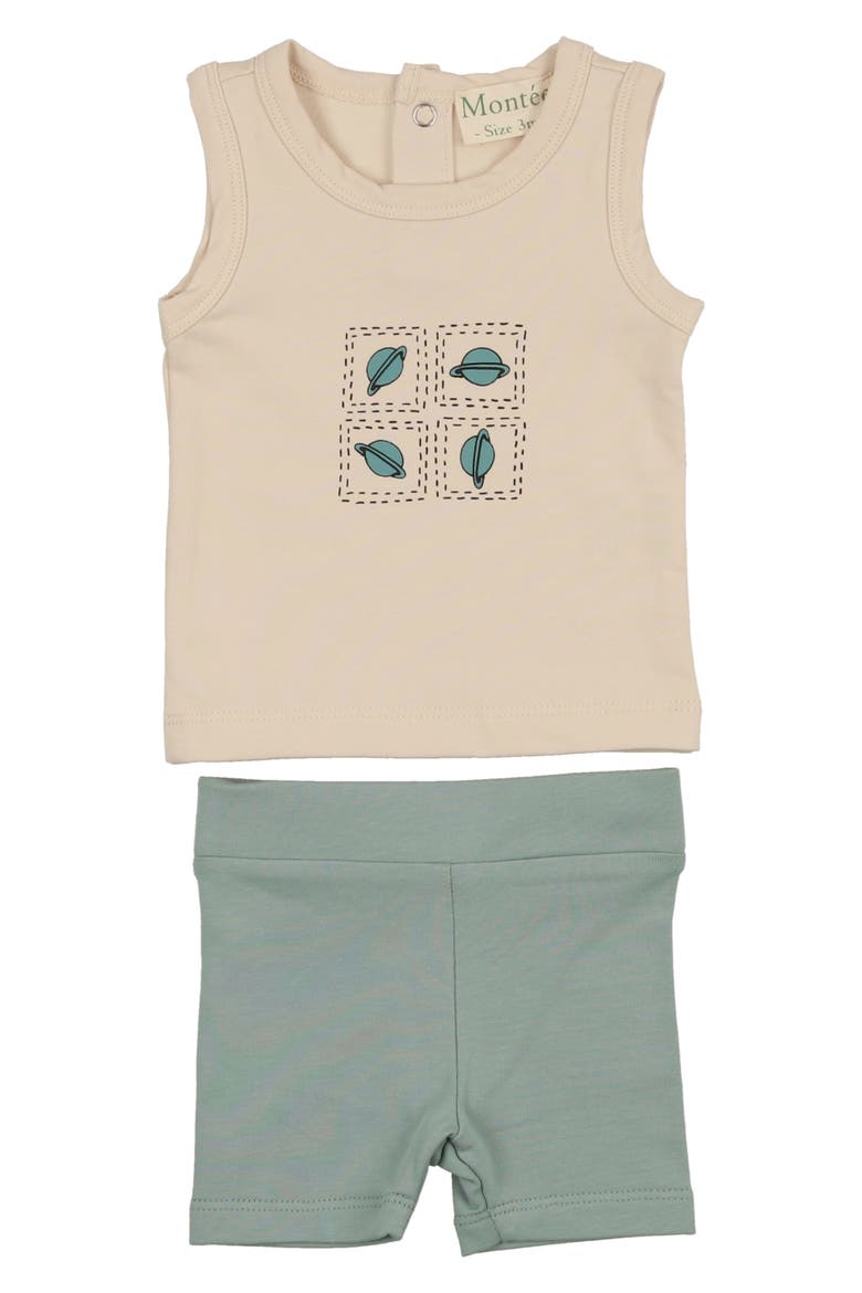 Planet Print Tank & Shorts Set, Main, color, SAND