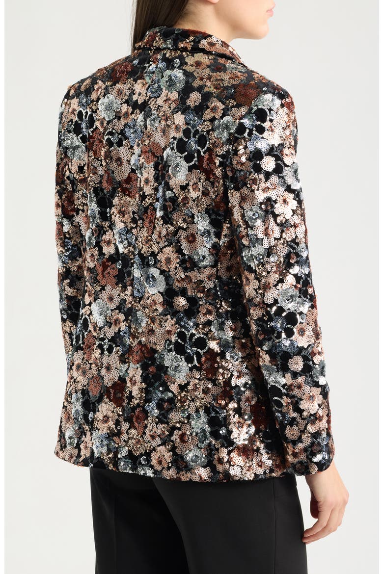 Floral Sequin One-Button Blazer, Alternate, color, ANNE BLACK MULTI