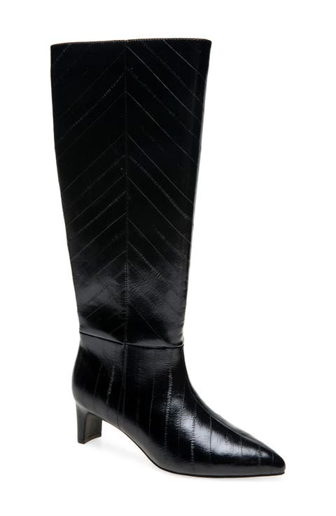 Boysen Embossed Faux Leather Knee High Boot