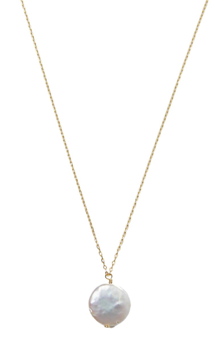 ARGENTO VIVO Freshwater Coin Pearl Pendant Necklace, Main, color, Gold