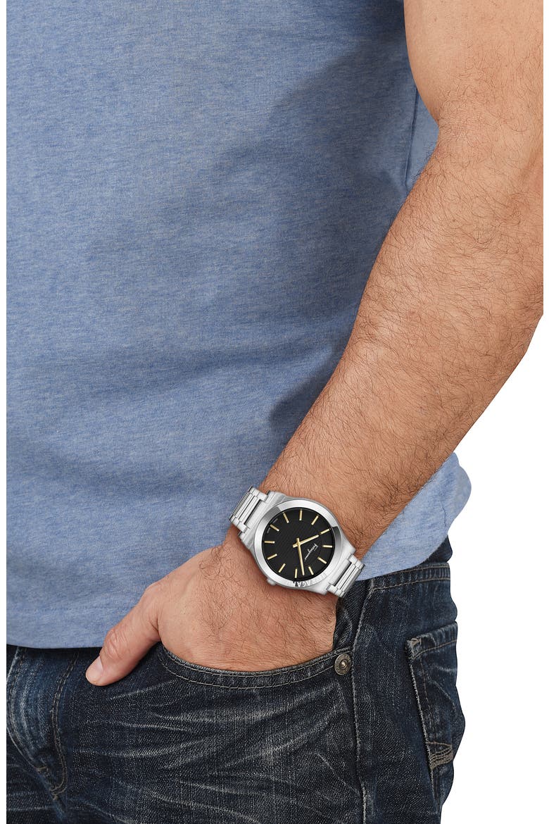 Gancini Swiss Quartz Bracelet Watch, 42mm, Alternate, color, STAINLESS STEEL