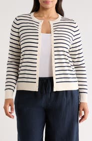 Caslon® Merino Wool Blend Crewneck Cardigan