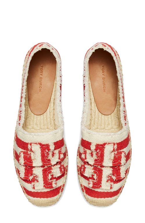 Tory Burch Fray Stripe Espadrille Flat In Rojo