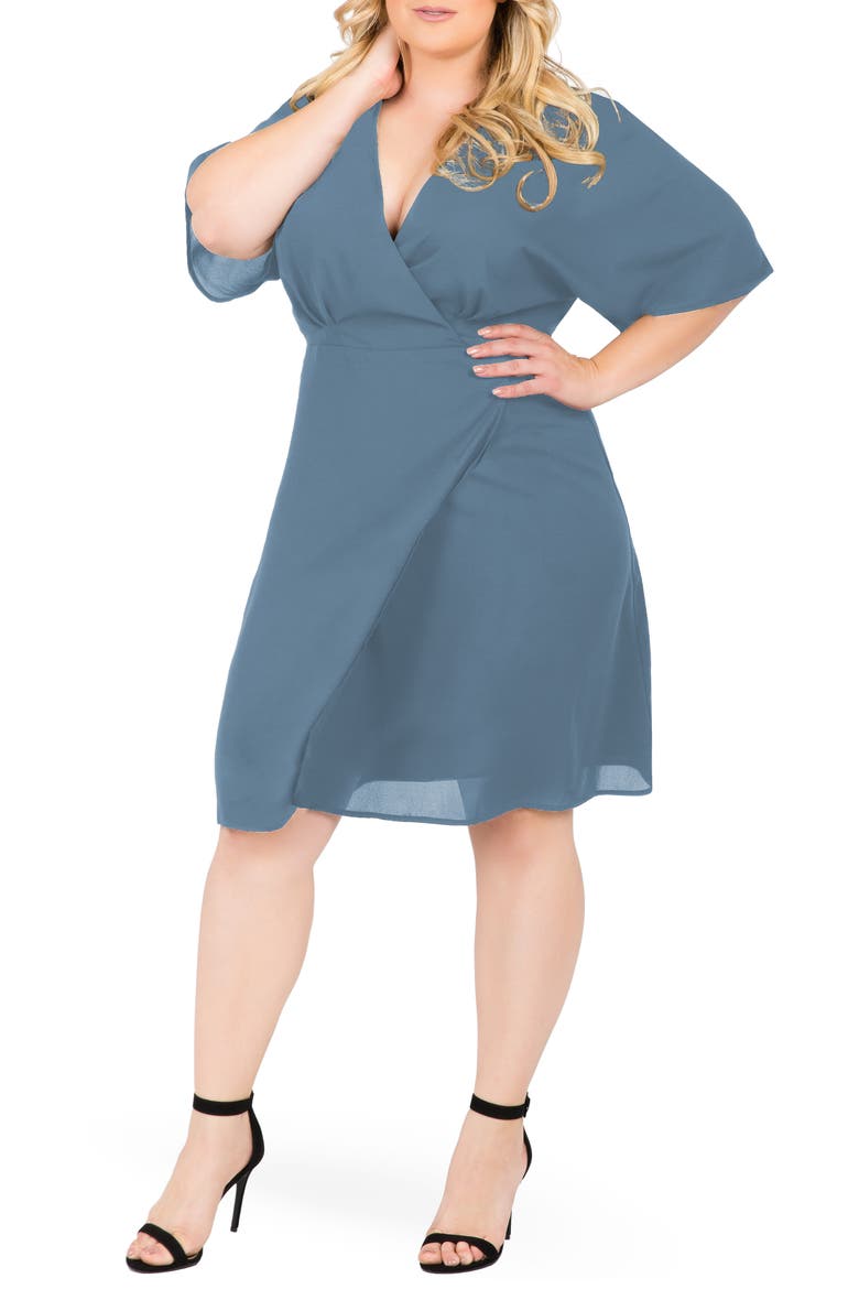 Candice Georgette Wrap Dress, Main, color, SLATE