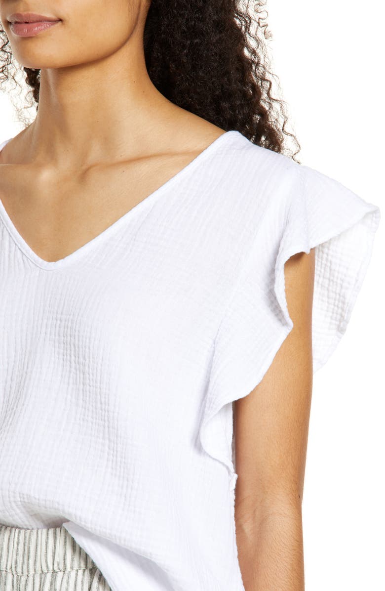 Caslon® V-Neck Ruffle Sleeve Top | Nordstromrack