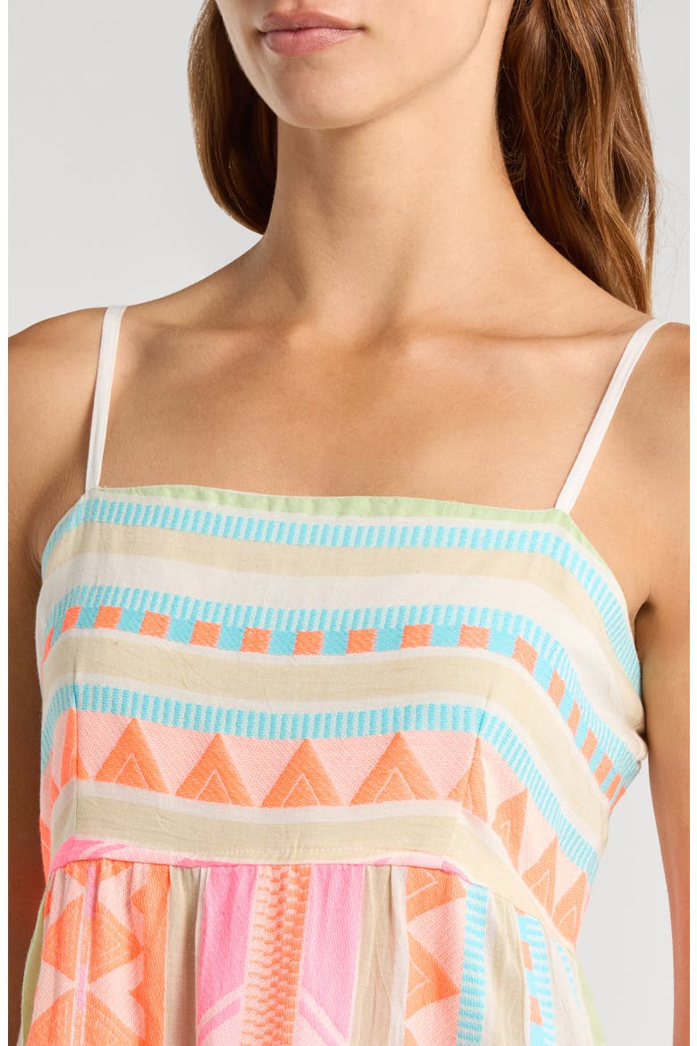 Tiered Cotton Blend Cover-Up Dress, Alternate, color, NEON AZTEC