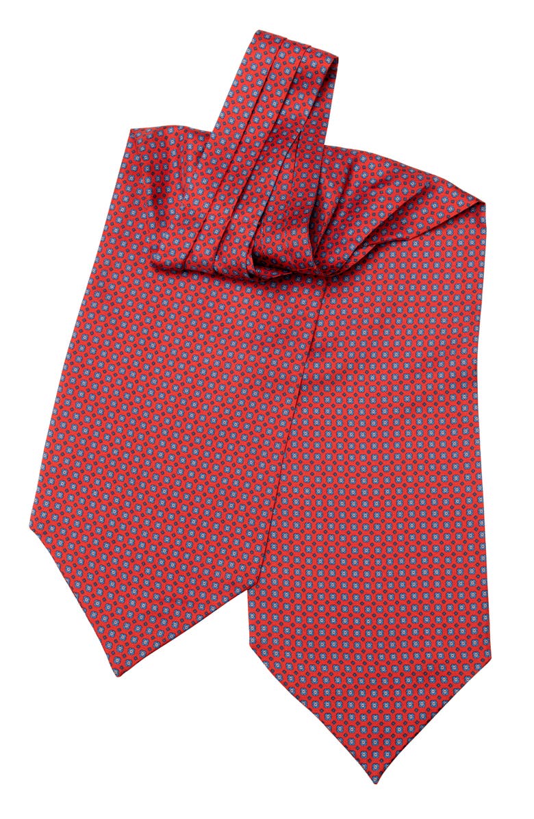 Elizabetta Navona - Silk Ascot Cravat Tie for Men, Alternate, color, Red