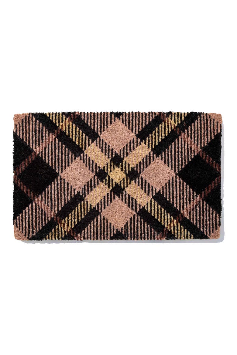 Tartan Plaid Doormat, Main, color, CLAY