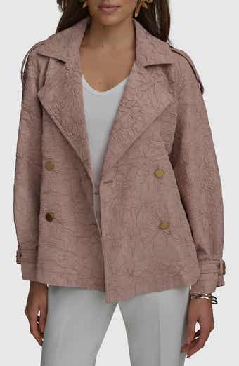 Textured Double Breasted Trench Jacket