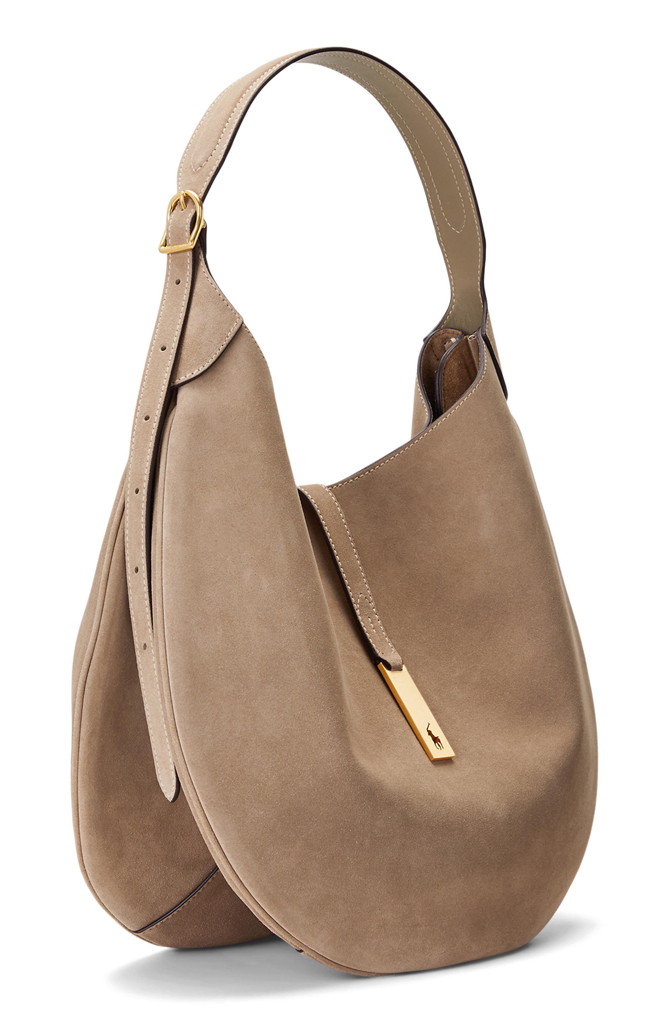 Polo Ralph Lauren Large Polo ID Suede Shoulder Bag, Alternate, color, 