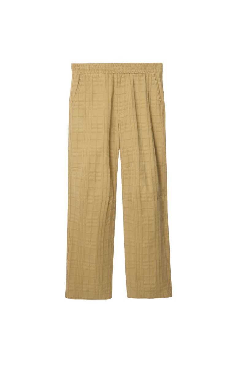 Burberry Textured Check Cotton Trousers, Alternate, color, Sandstorm Beige