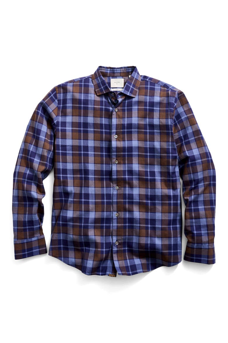 Hutcheson Standard Fit Plaid Cotton Twill Button-Up Shirt, Main, color, CARBON BLUE MULTI