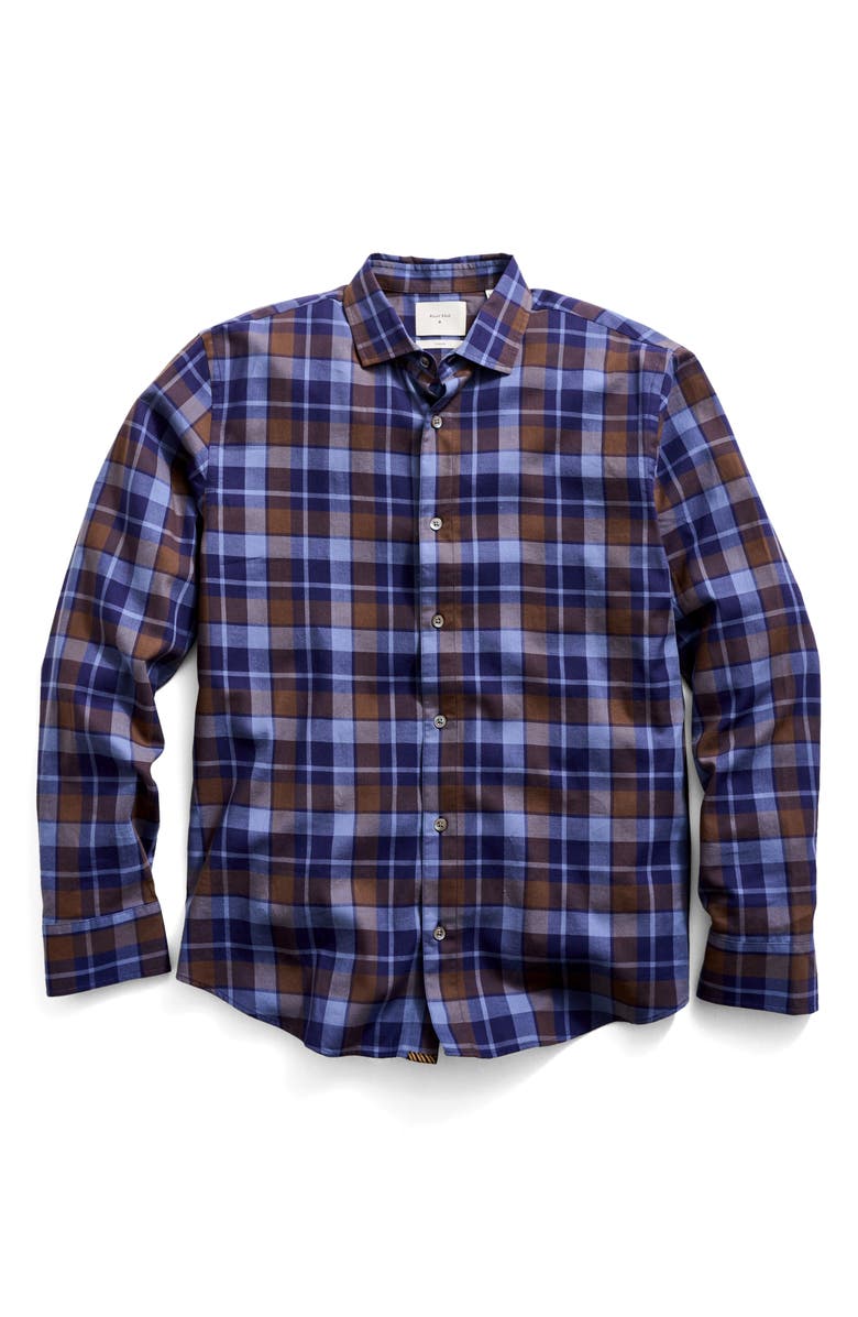 Billy Reid Hutcheson Standard Fit Plaid Cotton Twill Button-Up Shirt, Main, color, Carbon Blue Multi