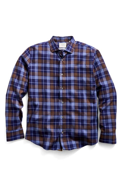 Hutcheson Standard Fit Plaid Cotton Twill Button-Up Shirt