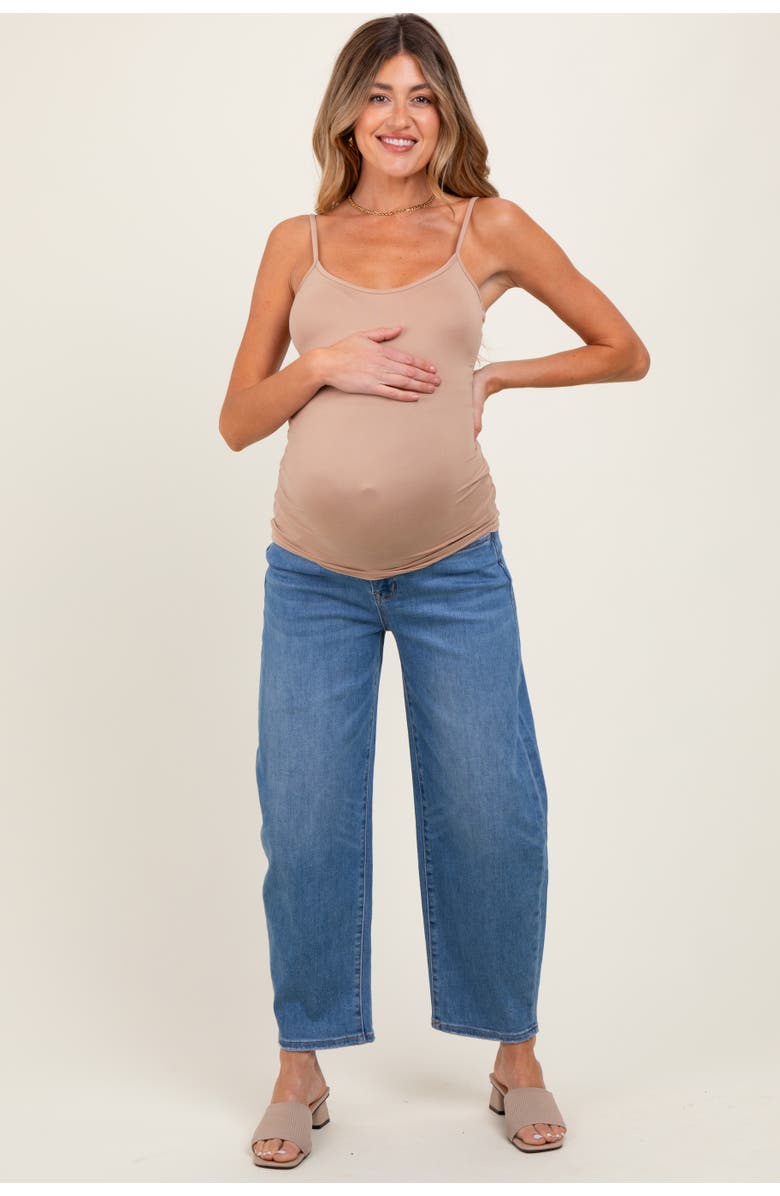 PinkBlush Classic Wash Barrel Leg Maternity Jeans, Main, color, Blue