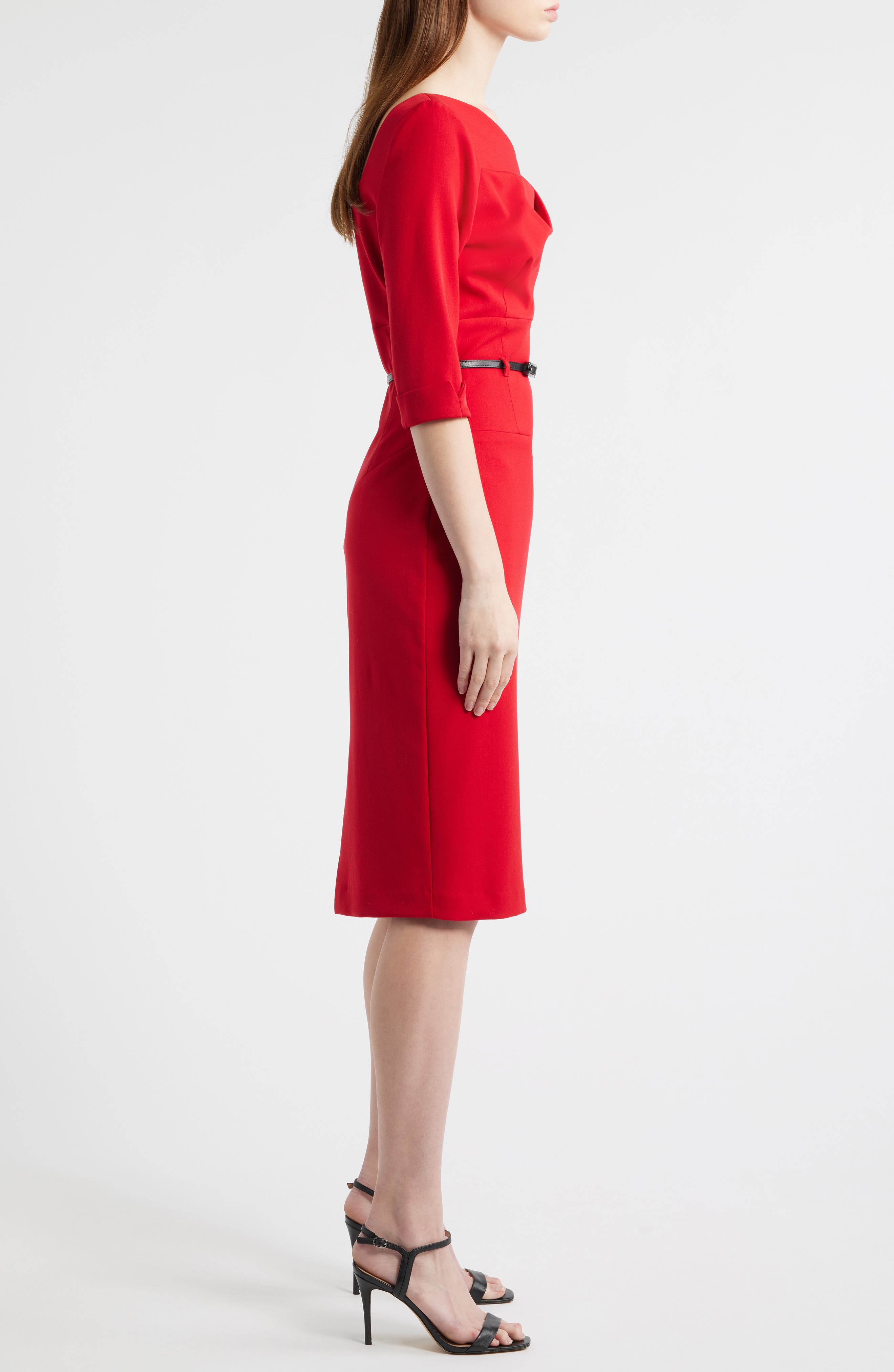 Black Halo Women's Jackie O Three-Quarter Sleeve Dress - Red