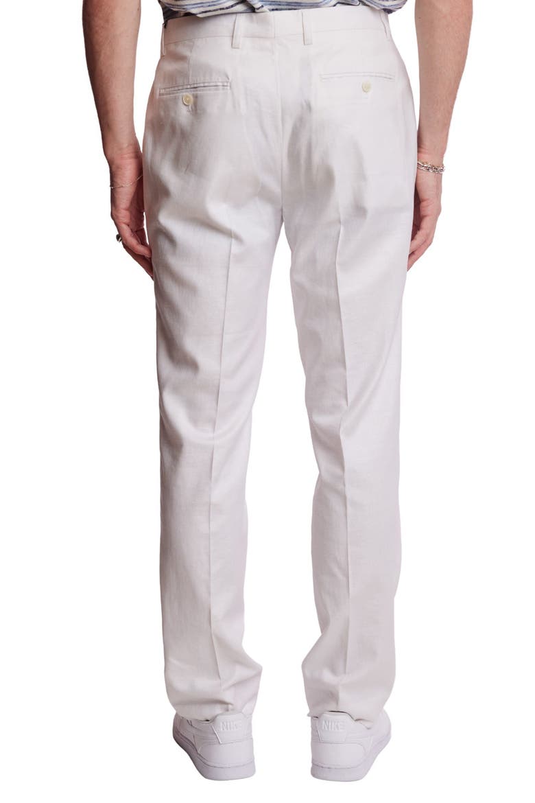 Downing Slim Flat Front Linen Blend Dress Pants, Alternate, color, WHITE LINEN