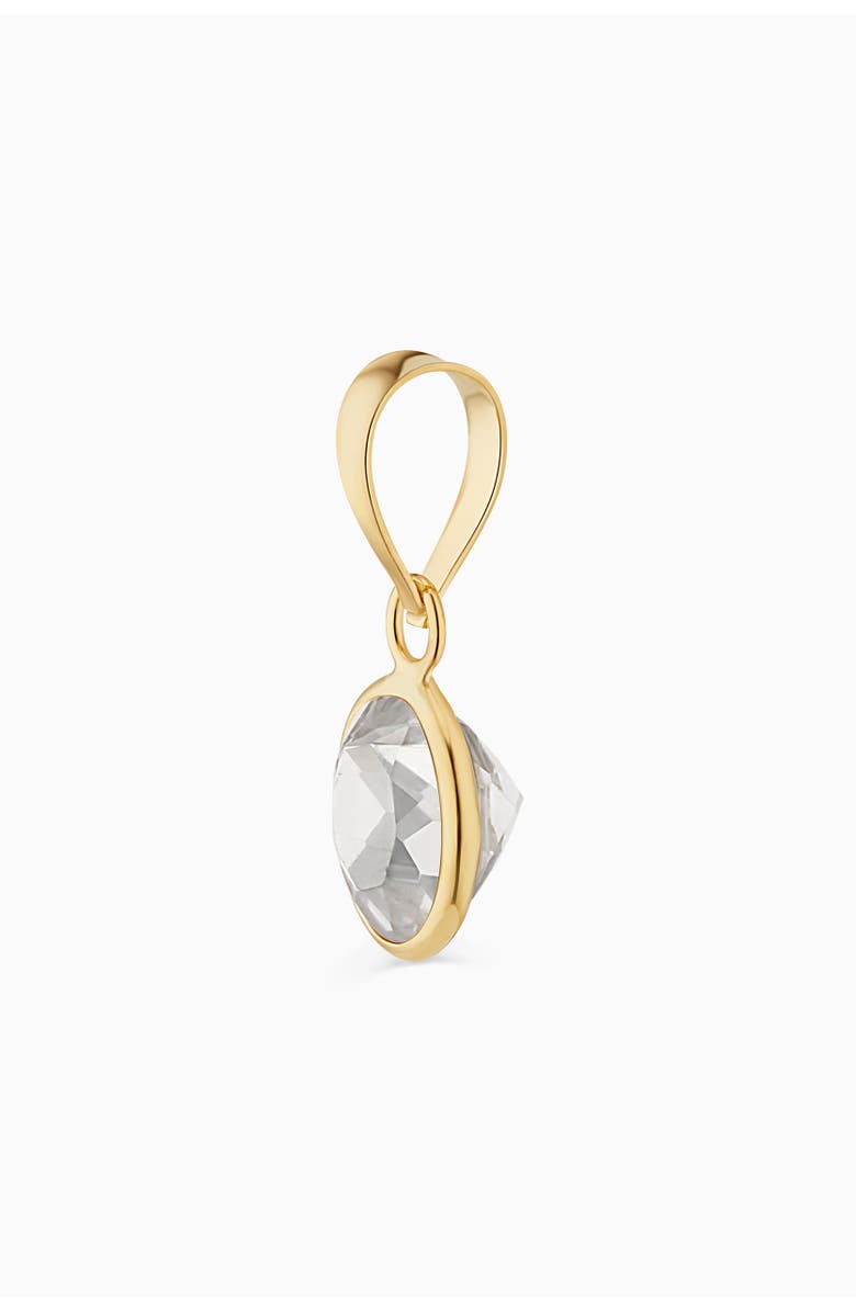 Oradina 14K Yellow Gold Vivid Round Pendant Charm, Alternate, color, White Gold, White Topaz