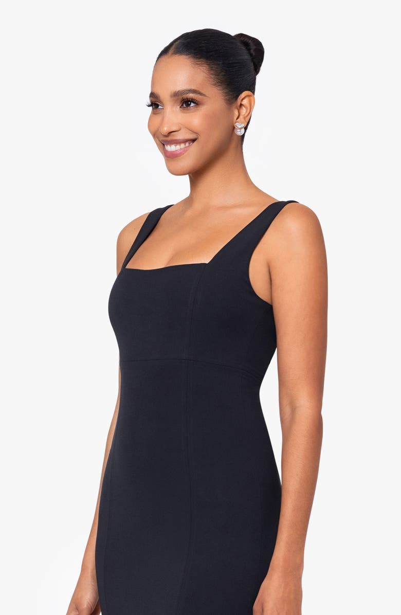 Betsy & Adam Square Neck Mermaid Gown, Alternate, color, Black