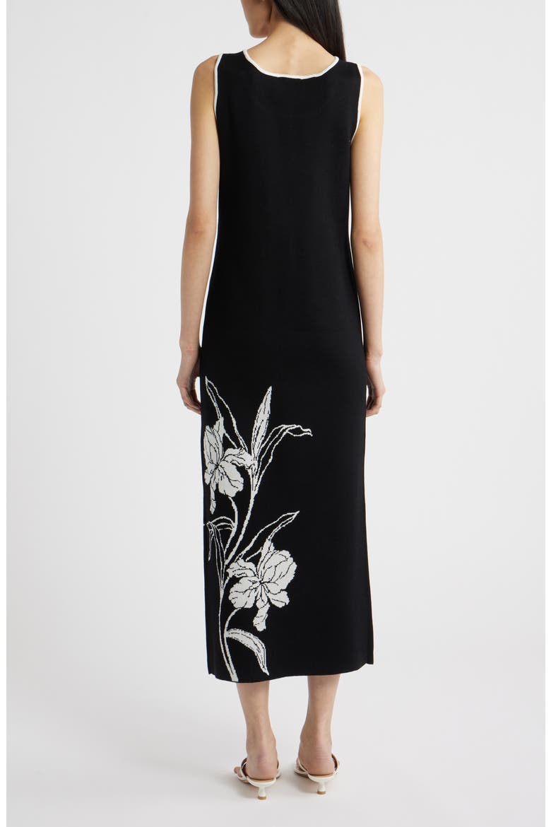 Floral Knit Maxi Dress, Alternate, color, BLACK