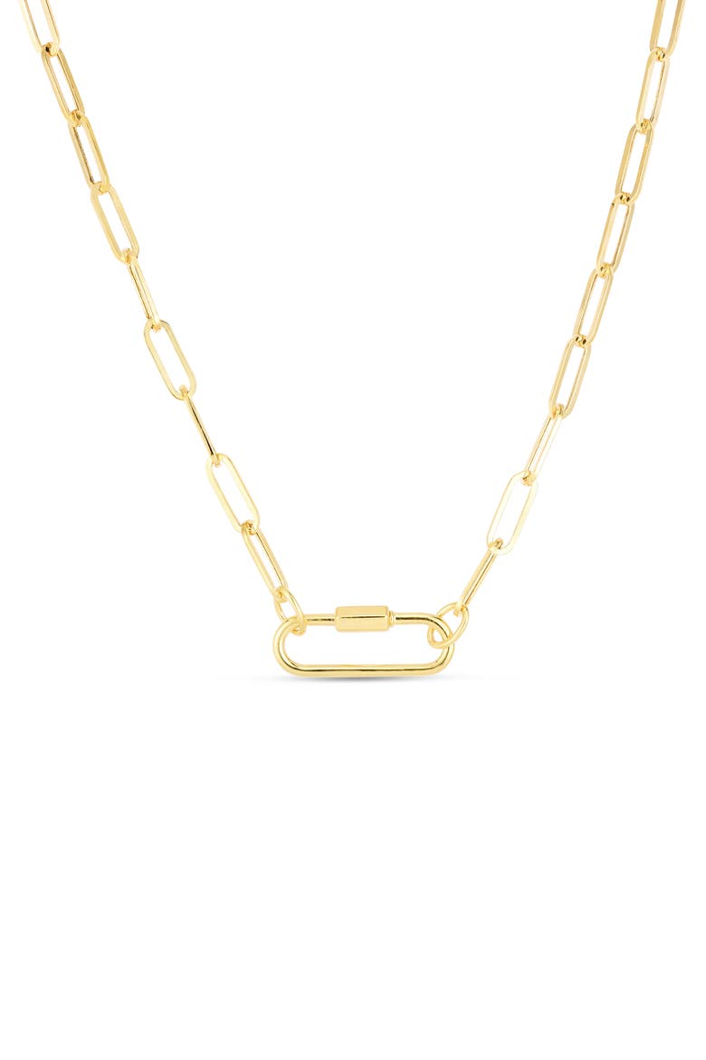 Carabiner & Paper Clip Chain Necklace, Main, color, GOLD