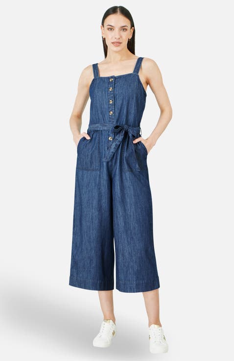 Chambray Button Through Jumpsuit