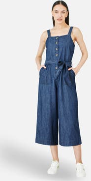 Yumi Chambray Button Through Jumpsuit