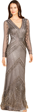 LARA New York Long Sleeve Fringe Dress