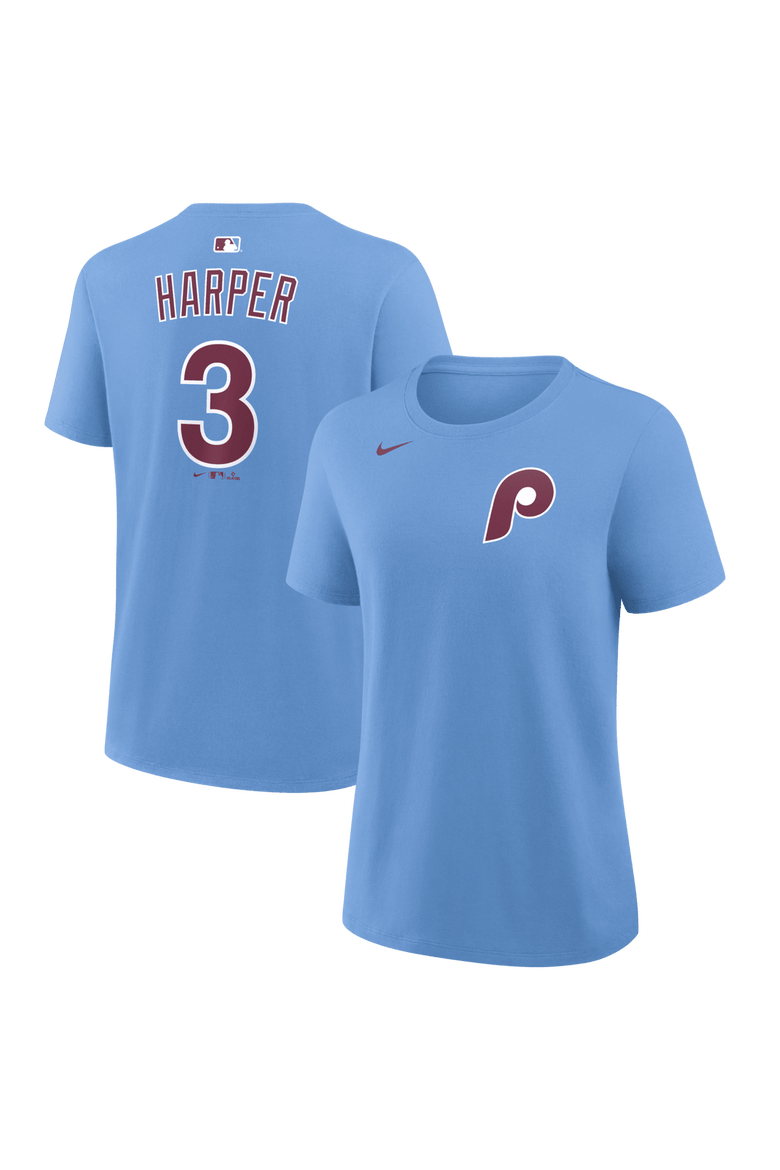 Women's Nike Bryce Harper Light Blue Philadelphia Phillies Name & Number T-Shirt, Main, color, Light Blue