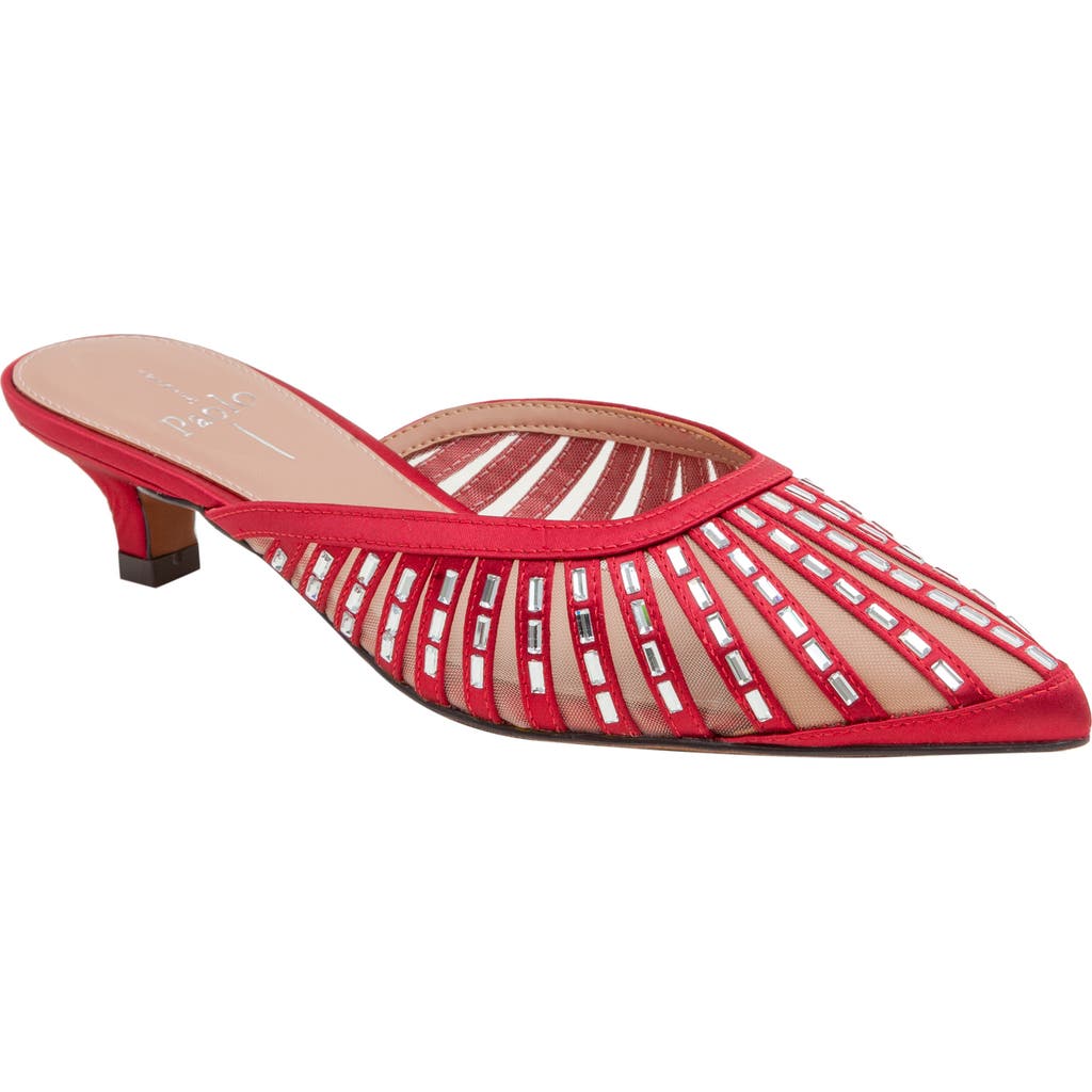Linea Paolo Inka Pointed Toe Kitten Heel Mule In Red