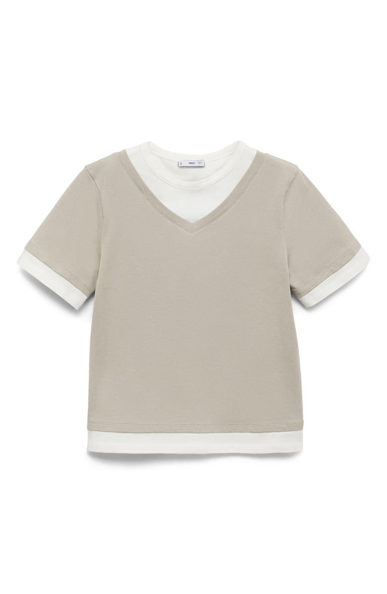 MANGO Contrasting Stretch Cotton T-Shirt, Alternate, color,