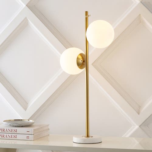 Jonathan Y Amelie 28in 2-light Coastal Vintage Iron Led Table Lamp In Brass Gold