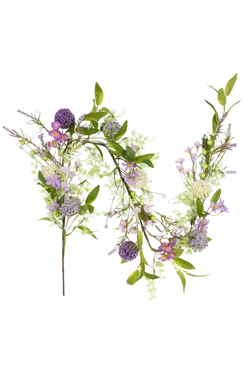 Northlight Wildflower and Berry Spring Garland - 5' - Purple, Alternate, color, Purple