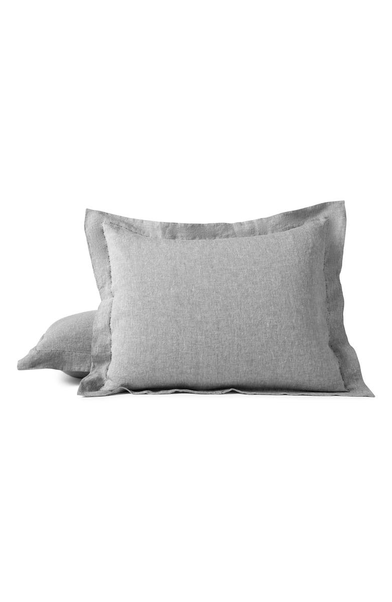 Coyuchi Relaxed Organic Linen Pillow Sham, Main, color, Slate Chambray