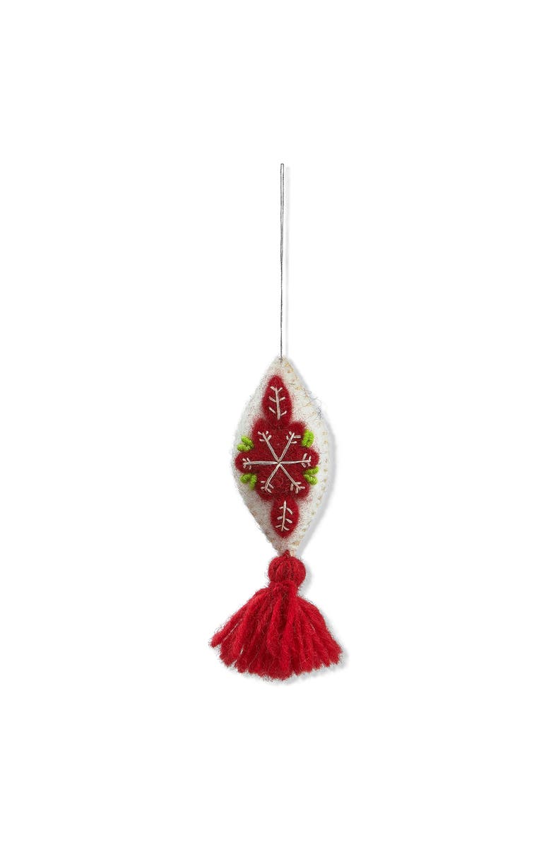 tag Hand Stitched Red Felt Tassel Tree Ornaments Holiday Decor, Main, color, Red