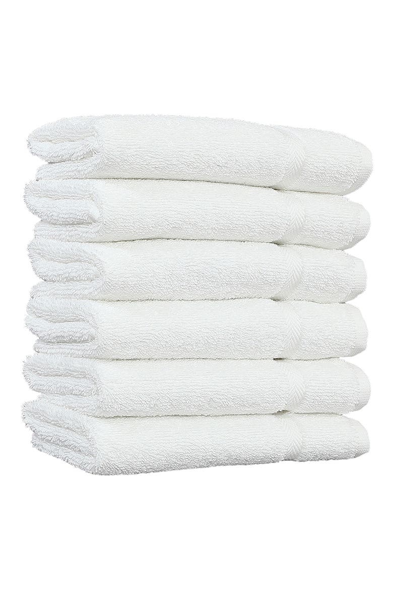 Denzi Turkish Cotton Washcloth - Set of 6, Main, color, WHITE