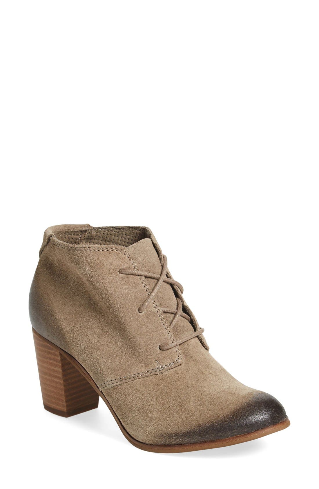 'Lunata' Lace-Up Bootie, Main, color, NATURAL SUEDE